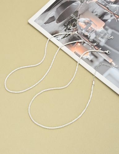 YEEZII Layered Gold Necklaces for Women Trendy, 3 Pcs 14K Gold Plated Choker Paperclip Box Chain Necklace, Stackable Women's Gold Pendant Necklaces Jewelry Set - color: Silver-B