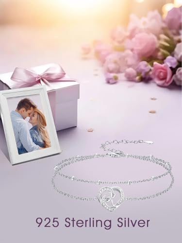 Dorunmo Initial Anklet 925 Sterling Silver Letter A-Z Layered Heart Anklet Beach Jewelry Birthday Gifts for Women - color: K