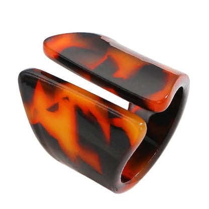 XAM Acrylic Tortoiseshell Pattern Rings - Geometric Irregular Caramel Color Open-Back Statement Elegant Jewelry - color: A