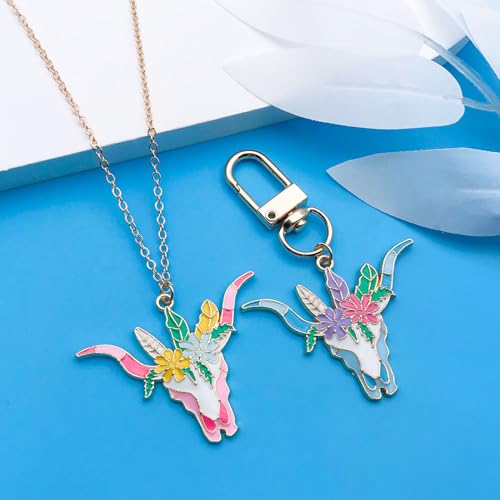 Youdiyla 12pcs Alloy enamel Halloween series cow head bone flower set Pendant Jewelry Making DIY Keychain Earrings Pendant Various Design Charms for Jewelry Making Bracelets Necklace (SN1001) - color: SN1001