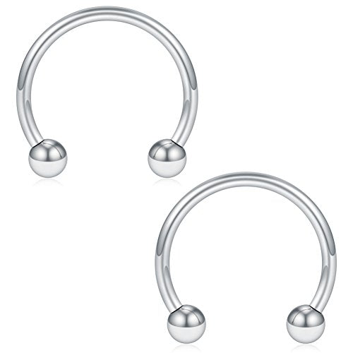 SCERRING 12PCS 316L Stainless Steel 16G Circular Barbells Eyebrow Lip Ear Tragus Horseshoe Hoop Rings 6-12mm - style: 12mm w Balls