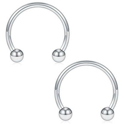 SCERRING 12PCS 316L Stainless Steel 16G Circular Barbells Eyebrow Lip Ear Tragus Horseshoe Hoop Rings 6-12mm - style: 12mm w Balls