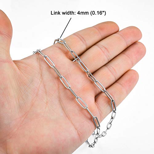 Stainless Steel Dainty Paperclip Link Chain Necklace for Women with Extension - Silver and Gold Color - color: Silver Color-18"
