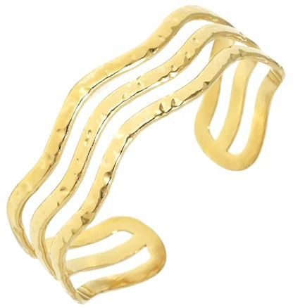 Multi-Layer Cuff Bracelet for Women Cross Wire Bracelets Open Wide Cuff Gold Bangle Bracelet - color: G