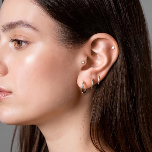 Flat Back Stud Earrings Cartilage Earrings for Women Men Hypoallergenic Threadless Flat Back Earring Surgical Steel Earring Tragus Helix Labret Lip Medusa Conch Body Piercing Jewelry - color: Sliver-18G(1.0mm)