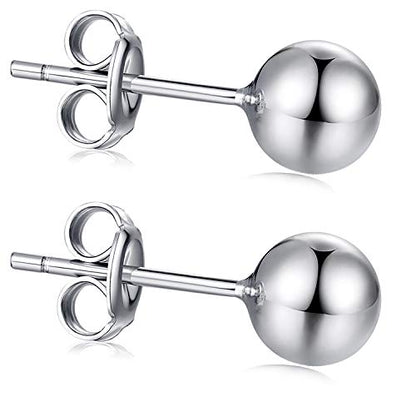 Jiamiaoi Ball Stud Earrings Set Sizes 4mm-10mm,High Polish Finish Ball Studs Hypoallergenic 925 Sterling Silver Stud Earrings for Women Men - color: A-Silver, size: 5MM