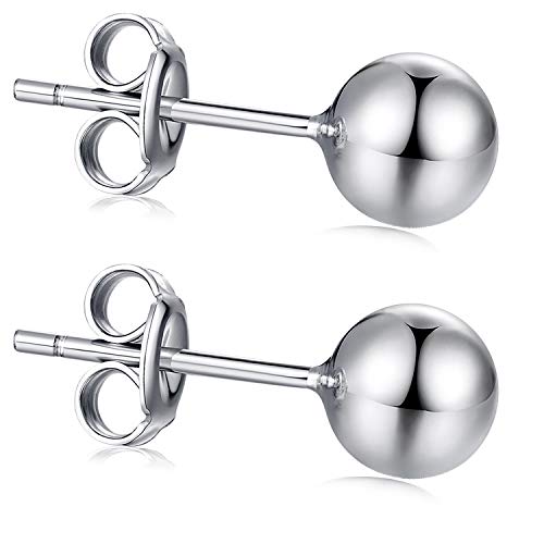 Jiamiaoi Ball Stud Earrings Set Sizes 4mm-10mm,High Polish Finish Ball Studs Hypoallergenic 925 Sterling Silver Stud Earrings for Women Men - color: A-Silver, size: 6MM