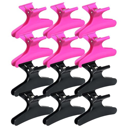 Ondder Black Hot Pink Butterfly Hair Claw Clips for Styling & Sectioning - Makeup Hair Accessories for Women & Girls - color: Black & Hot Pink