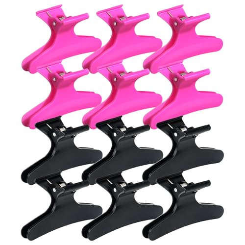 Ondder Black Hot Pink Butterfly Hair Claw Clips for Styling & Sectioning - Makeup Hair Accessories for Women & Girls - color: Black & Hot Pink