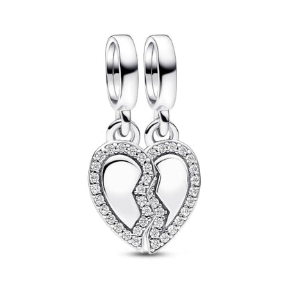 925 Sterling Silver Charms Pendants Mom Heart Dog koi fish Sea Turtle Football Charms for bracelet Pendants Beads Mom Sister Wife Family, Friends, Birthday gifts - style: 2-in-1 Heart Pendant