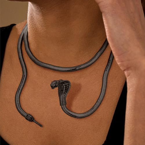 Bendable Snake Chain Necklace for Women Arm Cuff Flexible Twisty Multi-purpose DIY Bracelet and Punk Choker Trendy Medusa Snake Jewelry Gift - style: DIY Snake Black