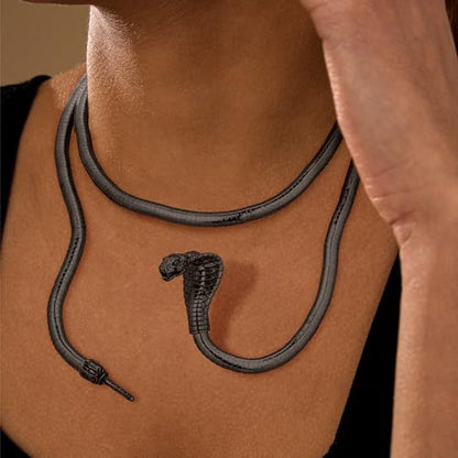 Bendable Snake Chain Necklace for Women Arm Cuff Flexible Twisty Multi-purpose DIY Bracelet and Punk Choker Trendy Medusa Snake Jewelry Gift - style: DIY Snake Black