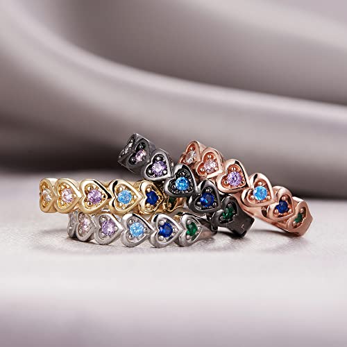 20mm Heart Earring Hoop for Women 925 Sterling Silver Post Multicolor CZ - color: black