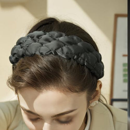 Womens Quilted Headband Wide Padded Hairband Fashion Hair Accessories Women Daily Wear Outfit Styling Hair Band (Black) - color: Black, size: 1 Count (Pack of 1)