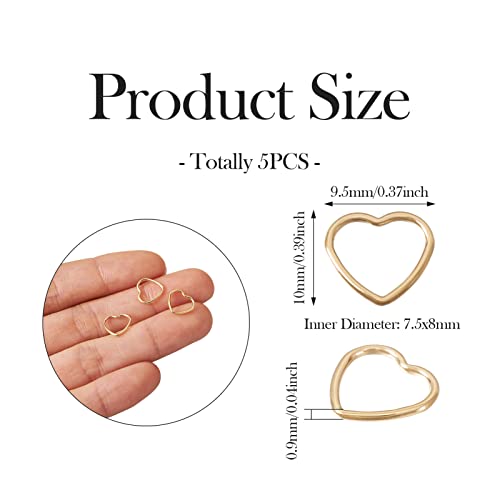 Elecrelive 5pcs 14K Gold Filled Heart Charms Hollow Linking Rings Open Back Bezel Frame Connector for Permanent Jewelry DIY Bracelet Necklace Making - color: Golden-Heart