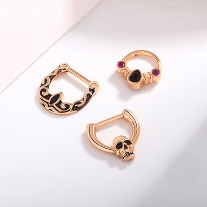 15PCS 14K Gold Plated Nose Rings Studs Set for New Piercing Beginners - color: 3pcs-Rose Gold-septum rings