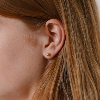 5 Pairs Extra Long Post Earrings 316L Stainless Steel Ball Stud Earrings for Women Men Hypoallergenic Ear Piercing Studs for Sensitive Ears 2-6mm - color: Rose Gold