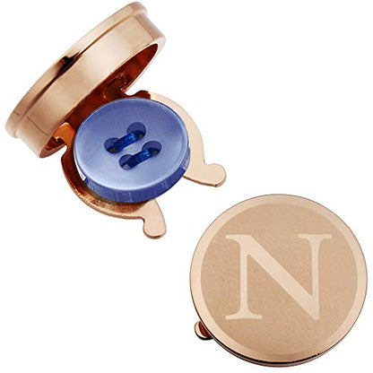 HAWSON Men's Letter Initial Button Cover Cufflinks Letter Rose Gold/Silver Suitable for Formal Business Shirt Letter A-Z - color: Rose Gold Color - N