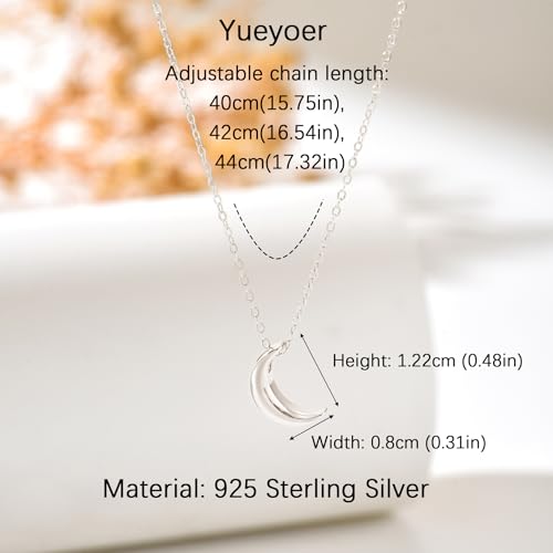 925 Sterling Silver Crescent Moon Necklace for Women | Crescent Choker Necklace 14K Gold Plated Dainty Half Moon Pendant Necklace for Mother Daughter Wedding Jewelry Gift - color: Silver