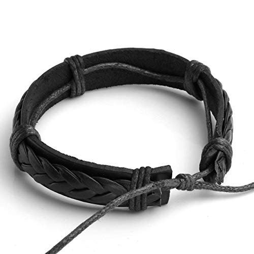 6-12PCS Braided Faux Leather Bracelet Punk Cuff Wrap Bracelets for Men Women Adjustable - color: F:10pcs