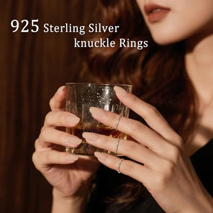 CANDYFANCY 925 Sterling Silver 1.2mm Stacking Midi Thin Rings Thumb Pinky Ring Stack Knuckle Rings for Women Band Ring Size 2.5-8.5 - color: silver-3pcs, size: 2.5