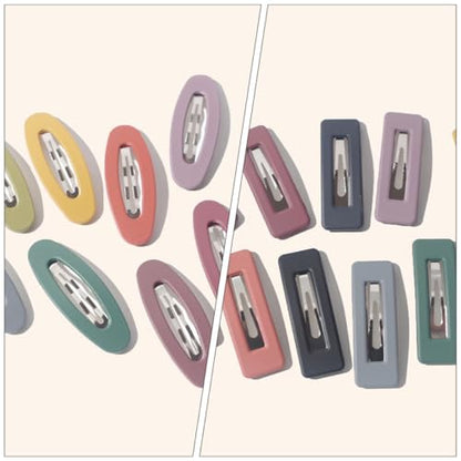 30pcs Mixed Color Hollow Matte Bangs Barrettes Hair Clip Set with Oval, Teardrop, and Square Designs for Women Everyday Hair Styling Random Color