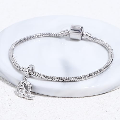 925 Sterling Silver Letter Charms for Pandora Bracelets Silver Letter A Alphabet Charm Initial Dangle Charms Beads Jewelry Gift for Women - style: Dangle Letter Charm Q