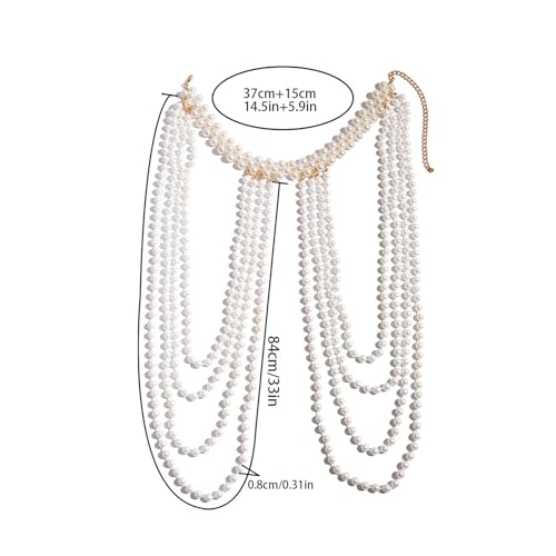 Summer Multi-layered Pearl Shoulder & Body Chain Jewelry - Festival & Rave Pearl Neck & Arm Chain - Sexy Bridal & Wedding Jewelry for Women