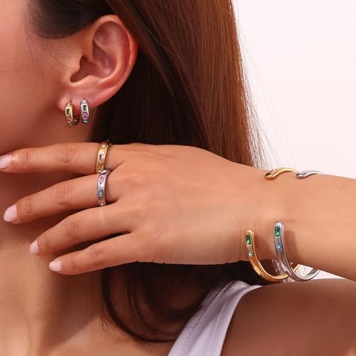 18K Gold Bangle Bracelets for Women 925 Sterling Silver Bracelets Bracelets Adjustable Boho Bracelets Stackble Cuff Bangle Bracelets for Men Women Chunky Gold Bangle Open Cuff Bracelets Christmas Gift - color: Bracelets-15