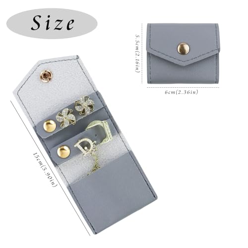 Mini Travel Jewelry Roll Bag with Buckle, Foldable Multifunctional Mini Travel Jewelry Case, Jewelry Roll Storing Rings, Necklaces, Earrings (Grey) - color: Grey