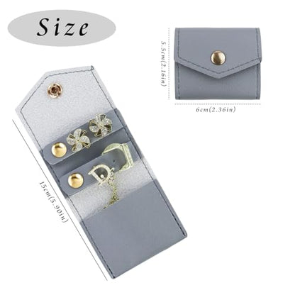 Mini Travel Jewelry Roll Bag with Buckle, Foldable Multifunctional Mini Travel Jewelry Case, Jewelry Roll Storing Rings, Necklaces, Earrings (Grey) - color: Grey