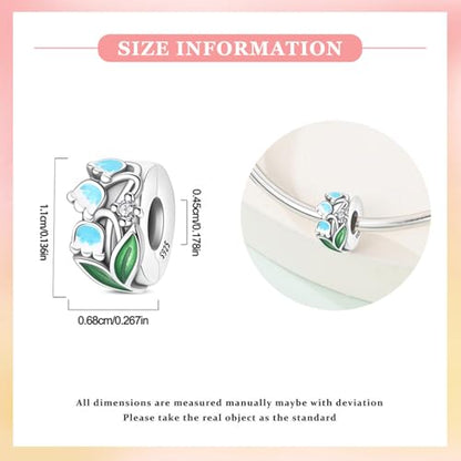 925 Sterling Silver Openable Clip Spacer Bead Fits Pandora Bracelet | Hypoallergenic Clip Stopper Charm, Star Clover Butterfly Floral Mom Heart Paved Zircon Gift for DIY Charm Bracelet Jewelry - color: Lily of The Valley