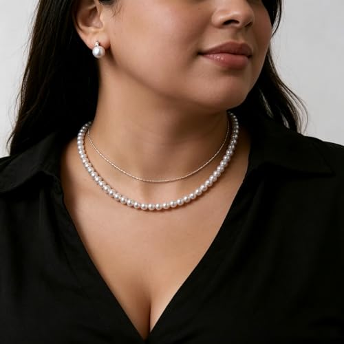 White Genuine Freshwater Cultured Pearl Necklace For Women And Men | Full Sizes from 3mm to 14mm Freshwater Pearls, AAA Grade & Above, A Love Gift Choice For Anniversaries And Birthdays - size: 6-7mm 18in