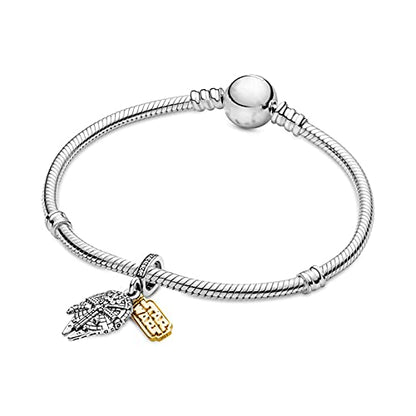 LIGHTDOG 925 Sterling Silve Charms fits Pandora Bracelets Necklace,5A Zircon Dangle Pendant Bead,Mother's Day Gift Jewelry Beads for Women - style: A-Millennium Falcon Charm