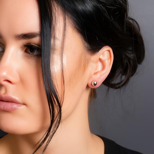 KEZEF 925 Sterling Silver Ball Stud Earrings for Women, 2mm to 10mm | Nine Bead Sizes, Three Finishes, Hypoallergenic Nickel Free Post, Butterfly Push Back, Sold As One Pair - color: Sterling Silver, size: 7mm