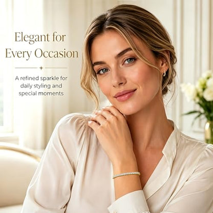 Gemsme 18K White/Yellow Gold Plated 4.0mm Cubic Zirconia Classic Tennis Bracelet 6-9 Inches - color: Gold Plated, size: 6.5inch