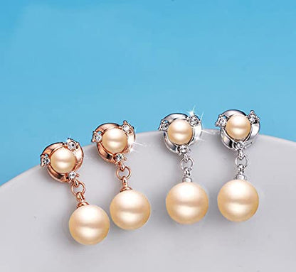 Clip On Earring For Women Pearl Non Pierced Clip Earrings - color: silver Beige