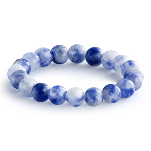 NLIEO Handmade Natural Gemstone Crystal Beaded Stretch Band Ring for Women | Handmade, 3mm Natural Stone, Size 7-12, Stretchy, Beaded Jewelry, Green Bead Rings, Trendy Jewelry Gift - style: Sapphire