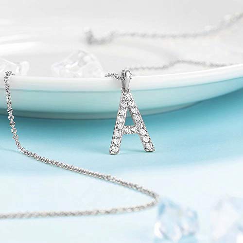 Tarsus Initial Cubic Zirconia Necklace for Women Teens | Jewelry Gifts for Women Adjustable Chain 18" + 2" - style: Silver-A-Diamond style
