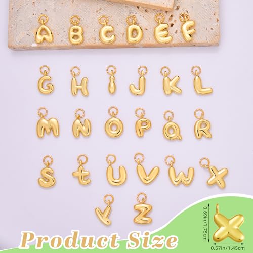 A-Z Bubble Letter Charms 18K Gold Filled Charms for Jewelry Making Gold Initial Alphabet Charms Pendants for Women Men Necklace Choker Bracelet Making - color: Letter X