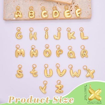 A-Z Bubble Letter Charms 18K Gold Filled Charms for Jewelry Making Gold Initial Alphabet Charms Pendants for Women Men Necklace Choker Bracelet Making - color: Letter X