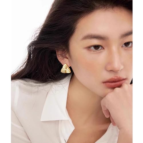 Statement Chunky Gold Earrings for Women Unique Square Stainless Steel Heaven Mayhem Button Stud Earrings Trendy Jewelry - style: Gold Triangle