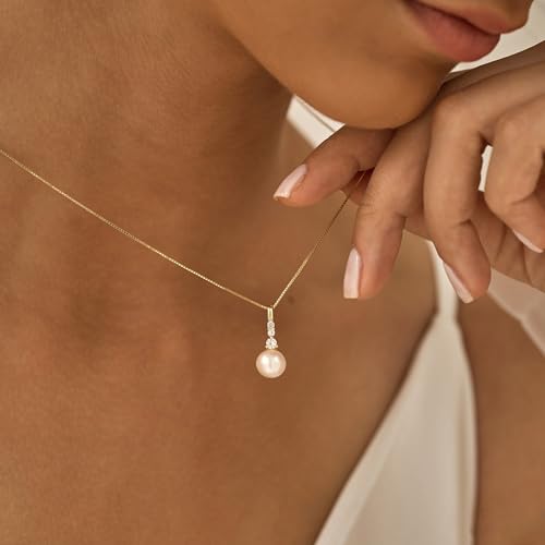 Pearl Necklaces for Women Trendy,Dainty Pearl Pendant Necklace | 14k Gold Plated Elegant Pearl Necklace,Simple Pearl Pendant,Dainty Gold Jewelry,Waterproof Summer Bridal Wedding Accessories - color: GOLD-17
