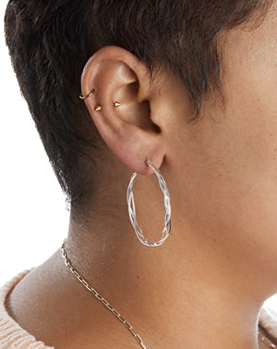 Milla Twisted Hoop Earrings for Women – Hypoallergenic Silver or Gold Statement Hoops – Lightweight & Easy to Wear - color: Silver Plated / 1.6 in / Dainty
