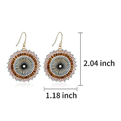 Colorful Bead Earrings For Women Summer Beach Handmade Bead Earrings Bohemia Hoop Dangle Earring For women - color: Brown