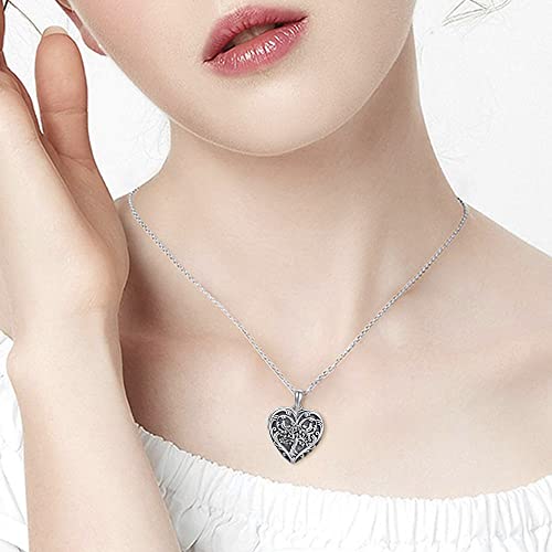 AILIN Heart Tree Of Life Necklace With Photo 925 Sterling Silver/Brass Customize Photo Pendant With Chain Back Engraved Locket With Picture Gifts For Women Mom Daughter Grandma