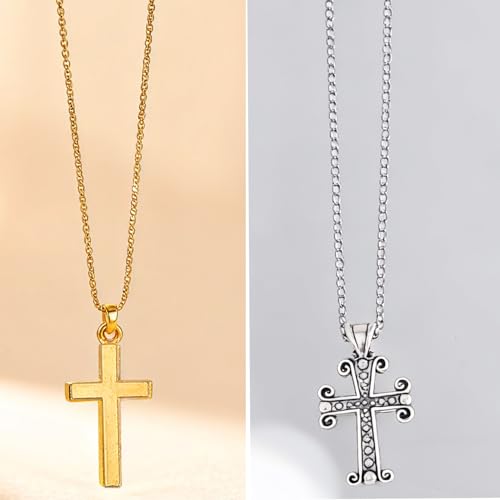 stino 100 Gram Metal Charms for Jewelry Making, Silver & Gold Plated, Bulk Pack for Bracelets, Necklaces, Crafts - color: Cross Mixed Color