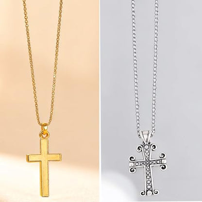 stino 100 Gram Metal Charms for Jewelry Making, Silver & Gold Plated, Bulk Pack for Bracelets, Necklaces, Crafts - color: Cross Mixed Color