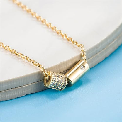 925 Sterling Silver Necklace for Women Trendy, Charming Layered Necklace with Cubic Zirconia Pendant for Her Womens Dainty Diamond Choker Necklaces Holiday Jewelry Gifts for Mom Wife Daughter Lover - color: CZ Necklace-Gold03
