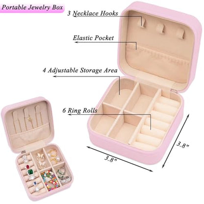 ETHOON Jewelry Travel Case Small Organizer Stocking Box Personalized Gifts Teenage Jewelry Accessories Holiday Wedding Christmas Gift for Women Pink, Letter B - color: Pink B